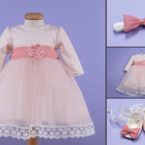 Set botez 3 piese roz pudra ‘Blush Delight’