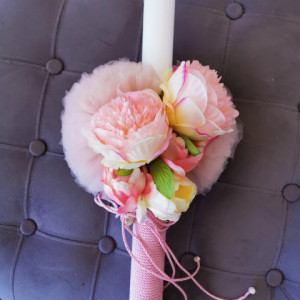 Lumanare botez Pink Peonies