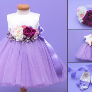 Set botez 3 piese Purple Bouquet
