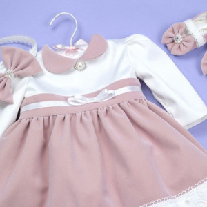 Set botez roz pudra ‘Charlotte in Velvet Pink’