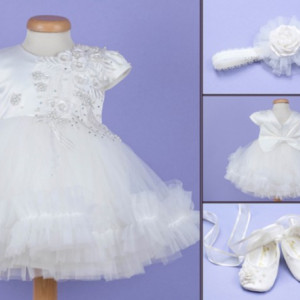 Set botez 4 piese Ruffled Hearts