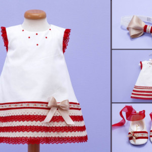 Set botez 3 piese Red Macrame