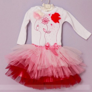 Set body si tutu Happy Pink Flowers