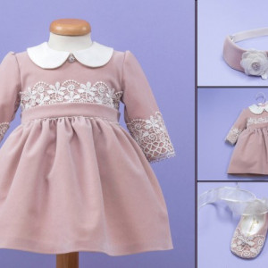 Set botez catifea roz pudra ‘Autumn in Velvet’