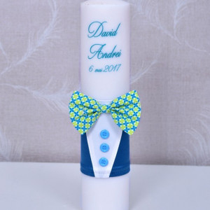 Lumanare de botez personalizata Papion