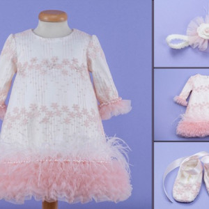 Set botez dantela roz pal ‘Strawberry Fields’