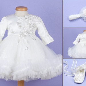 Set botez 3 piese, aplicatie dantela ‘Ice Beauty’