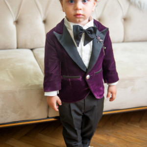 Costum baieti lux Purple Velvet