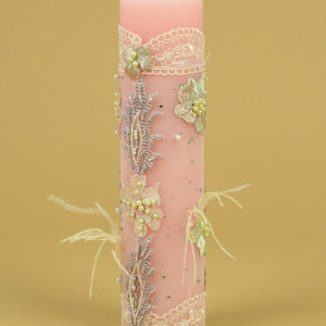 Lumanare de botez Pink spring