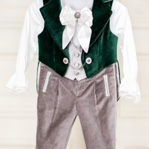 Costum botez baieti Velvet Green