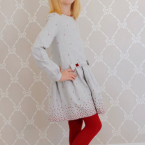 Rochie Babybol gri cu colanti rosii
