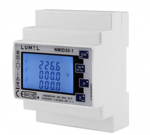 Contor electric inteligent LUMEL NMID30-1, măsurare parametri rețele monofazate și trifazate, Certificare MID, Modbus, interfață RS485, intrare 1/5A