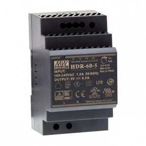 Sursa de alimentare MEAN WELL HDR-60-5, iesire 5V, 6.5A, 32.5W, montaj pe sina DIN