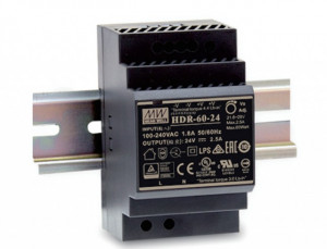 Sursa de alimentare MEAN WELL HDR-60-24, iesire 24V, 2.5A, 60W, montaj pe sina DIN