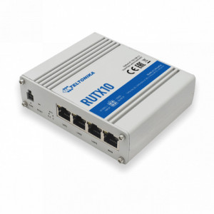 Router industrial Teltonika RUTX10, 4 porturi Ethernet, WIFi, Bluetooth, MODBUS, intrare si iesire digitala, carcasa metalica