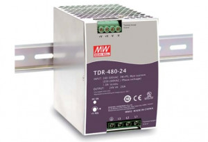 Sursa de alimentare MEAN WELL TDR-480-24, intrare trifazata sau monofazata, iesire 24V, 20A, 480W, montaj pe sina DIN