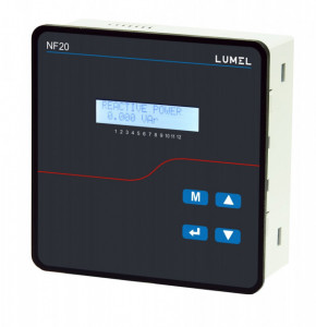 Controler factor de putere LUMEL NF20 B, regulator pentru compensarea puterii reactive în rețele trifazate, 6/8/12 ieșiri în releu, 144 x 144mm