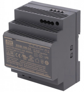Sursa de alimentare MEAN WELL HDR-100-24N, iesire 24 V, 4.2 A, 100.8 W, montaj pe sina DIN