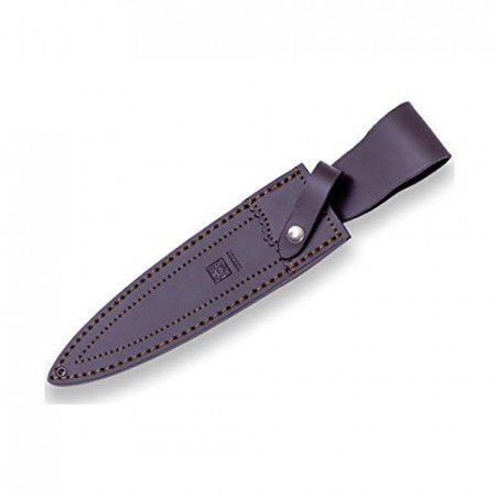 Cutit de vanatoare Joker CC 108 Colmillor cu maner din corn de cerb, tais de 21.5 cm in husa piele maro