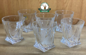 Set de pahare din 6 buc. din sticla GRAVAT cu motive vanatoresti ptr. WHISKY - Quatro 280ml cod.22