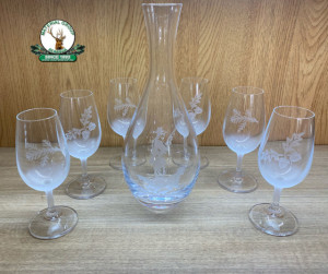 Set de pahare din 6 buc. ptr. VIN din sticla gravat 250ml cu carafa gravat de 1200 ml cod.13/1 in cutie ornament