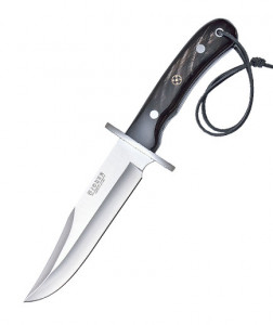 CUTIT DE VANATOARE JOKER CF 96-3 cu maner din corn de cerb negru si tais de 16 cm in husa piele maro