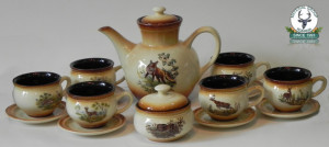 Set cafea / Ceai de 6 persoane ceramic motive vanatoresti slovacia