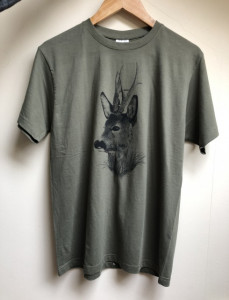 Tricou verde cu imprimeu negru Mitret, Caprior,Cerb