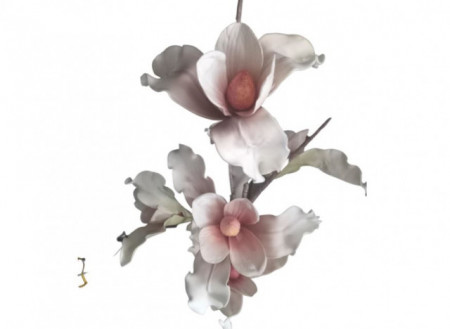 Floare decorativa, creanga Magnolie roz L 85cm
