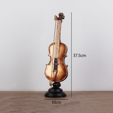 Decoratiune vioara cu arcus metal,auriu antichizat,H 35cm
