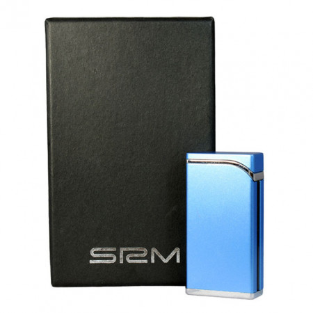 Bricheta Sarome SRM 105 A, metalica,piezoelectrica, reincarcabila cu gaz lichid, bleu satinat cu argintiu, unisex