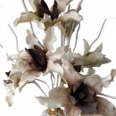 Floare decorativa artificiala creanga trei flori mari alb maro H100cm