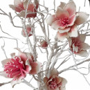 Floare decorativa artificiala ,creanga magnolie flori roz pudrat H90cm