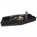 Scrumiera trabuc cu cutter,lemn lacuit si inox,L27cm