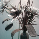Floare decorativa , Dahlia maron-taupe ,L90cm