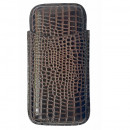Etui trabuc piele naturala ,croco,maron ,trei trabucuri