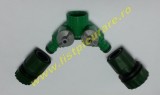 Distribuitor 3/4'' Fi cu 2 ieşiri click, cu robinete