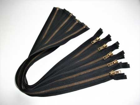 Fermoare metalice detasabile #5 negre cu dinti aurii 50,60,70,75,90,100 cm