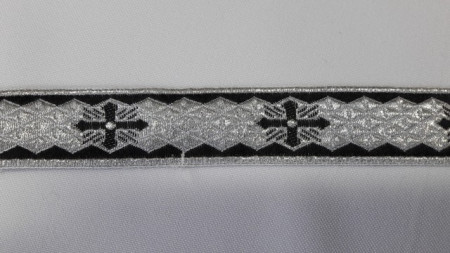 Galon bisericesc Sava 25 mm argintiu cu negru