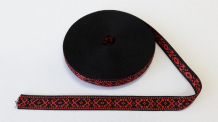 Banda tesuta Noni 25 mm - negru cu rosu