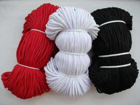 Snur cu miez 4 mm - alb, negru si rosu