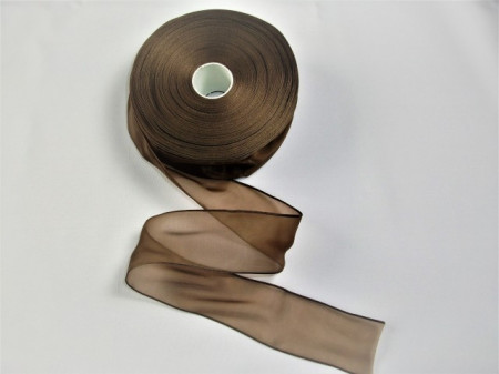 Panglica organza 40 mm maro inchis