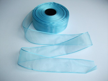 Panglica organza 40 mm bleu-albastru