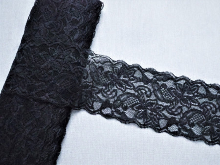 Dantela elastica neagra 8cm, cod300
