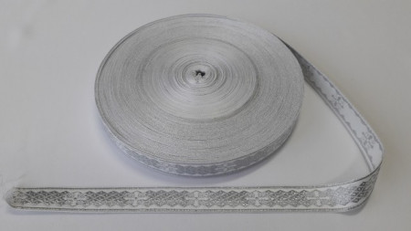 Galon bisericesc Sava 25 mm argintiu cu alb