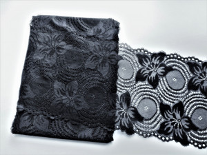 Dantela elastica neagra 18cm, cod303