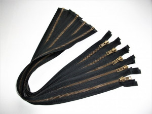 Fermoare metalice detasabile #5 negre cu dinti aurii 50,60,70,75,80,90,100 cm