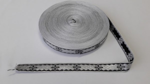 Galon bisericesc Sava 25 mm argintiu cu negru