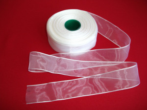Panglica organza 40 mm alb