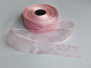 Panglica organza 50 mm roz inchis